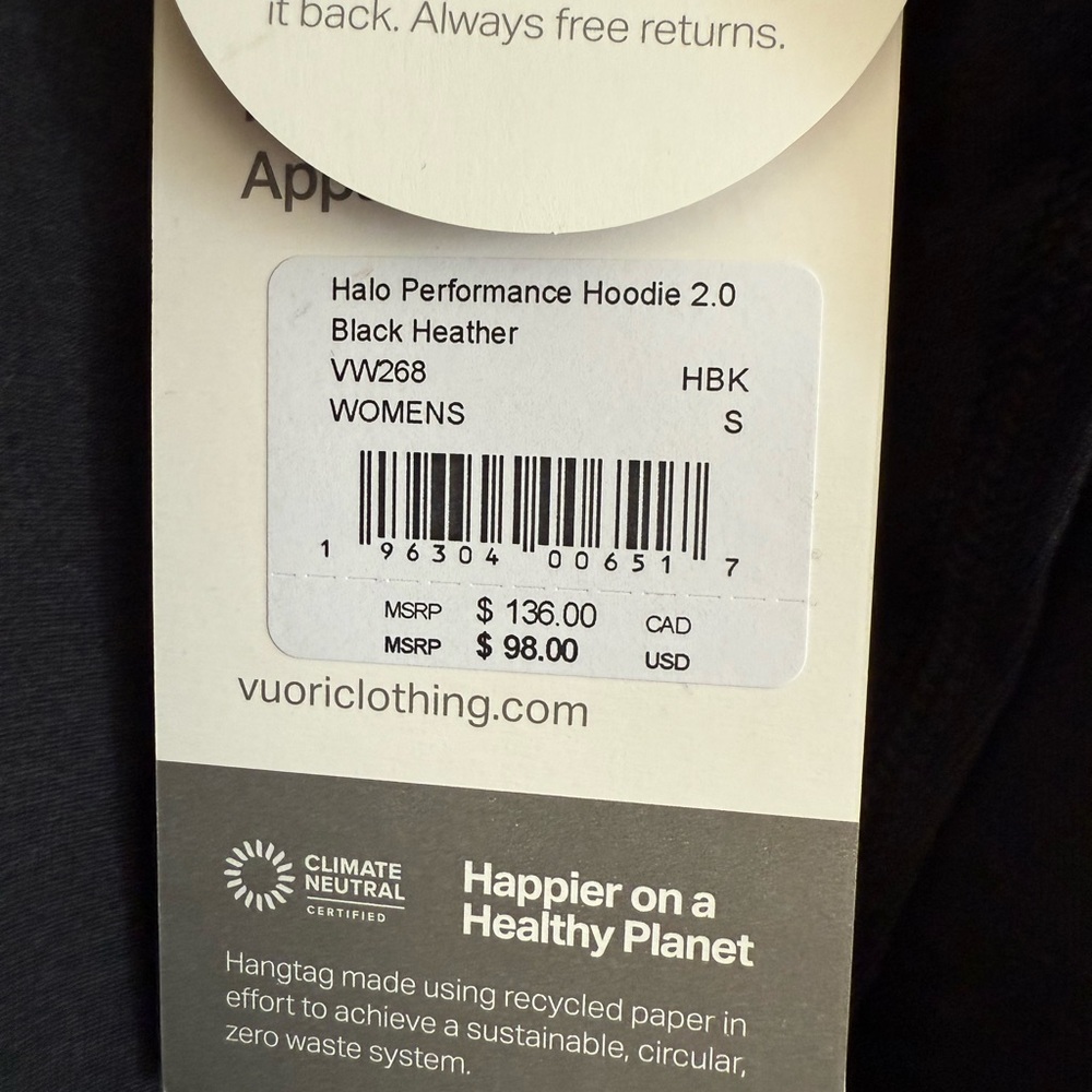 Vuori Performance Zip Up Black Hoodie - Picture 5 of 8